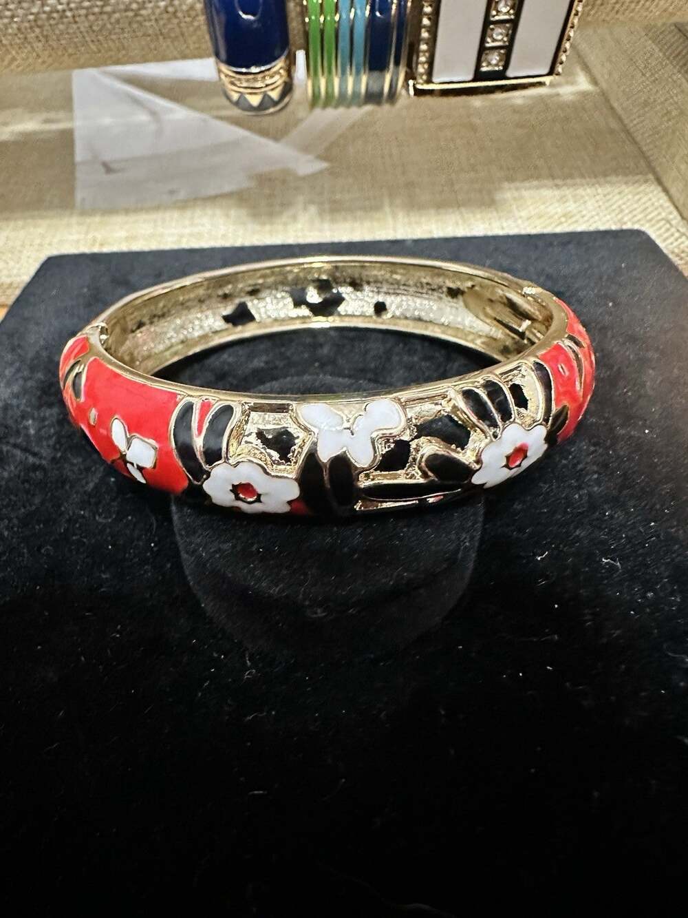 Sequin Nordstrom Multicolor Gold Tone Statement Enamel Bangle Bracelet # 45